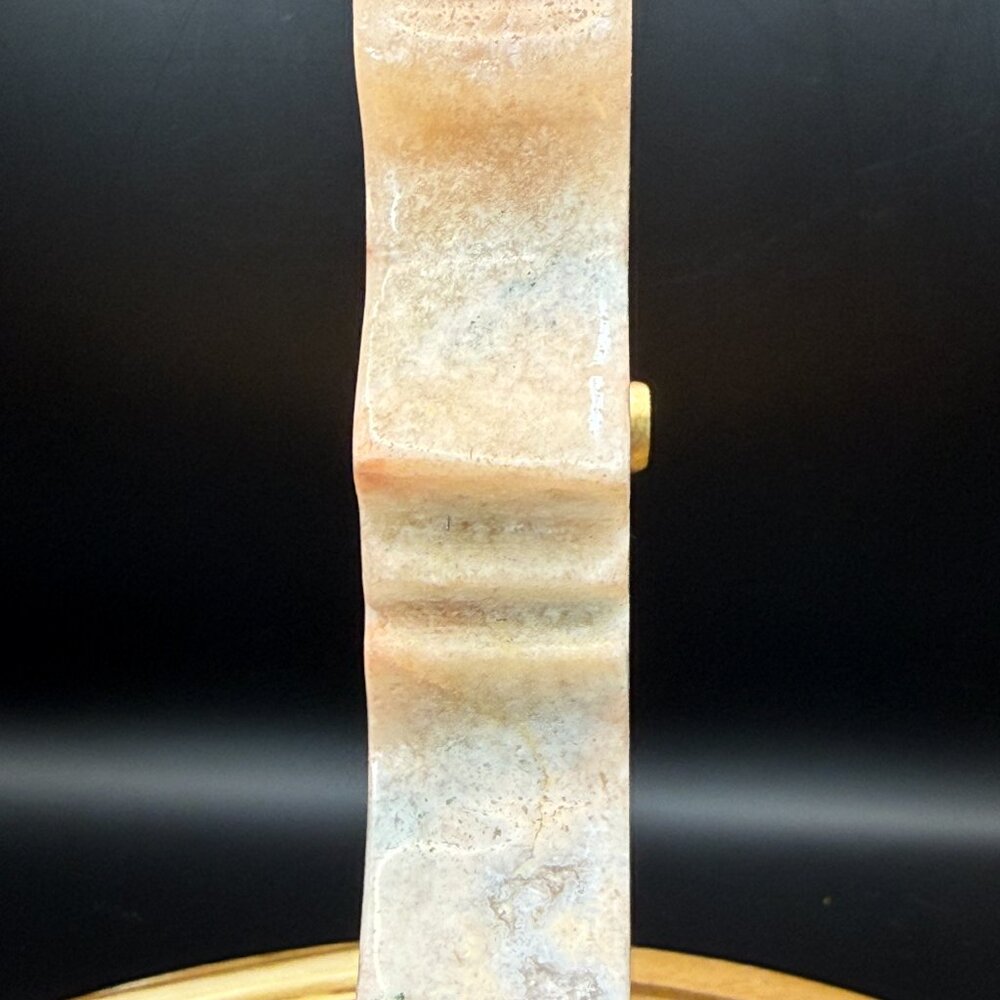 Pink Amethyst Green Jasper Agate Moon Face Profile Carving Druzy Crystal Natural - Picture 5 of 9